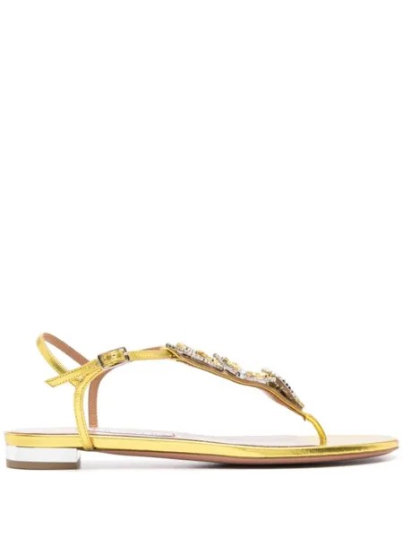Aquazzura сандалии Gin Tonic с эффектом металлик, желтый