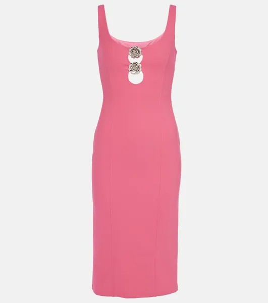 Платье миди из джерси с декорированным вырезом Blumarine, розовый