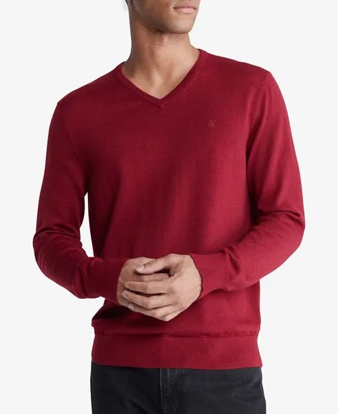 Мужской свитер обычного кроя с v-образным вырезом Calvin Klein, цвет Sun Dried Tomato Heahter