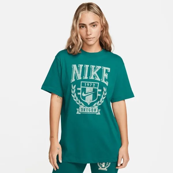 Спортивная футболка бойфренда Varsity NIKE, цвет geode teal