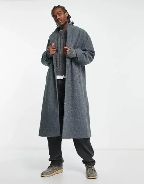 COLLUSION серое фактурное длинное пальто