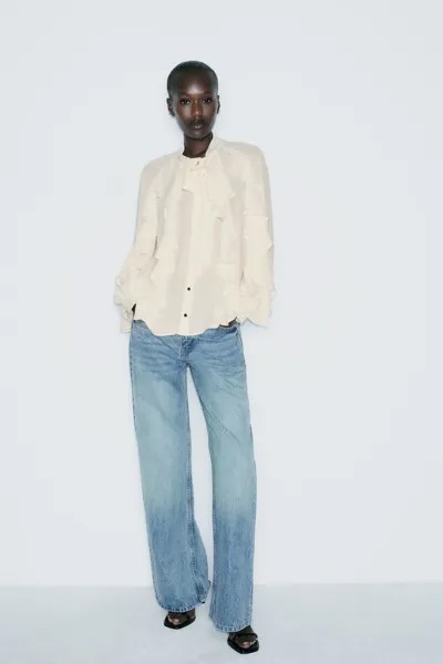Романтическая блузка с воланами ZARA, экрю