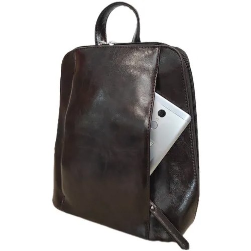 Рюкзак  кросс-боди , экокожа, внутренний карман, коричневый, бежевый