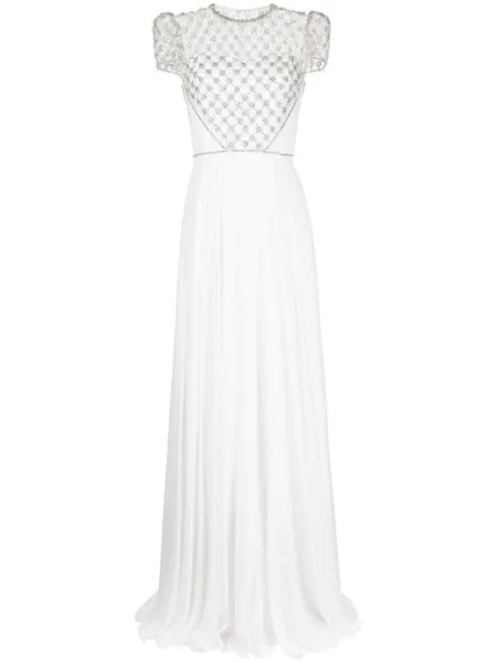 Jenny Packham вечернее платье Oskari с кристаллами, белый