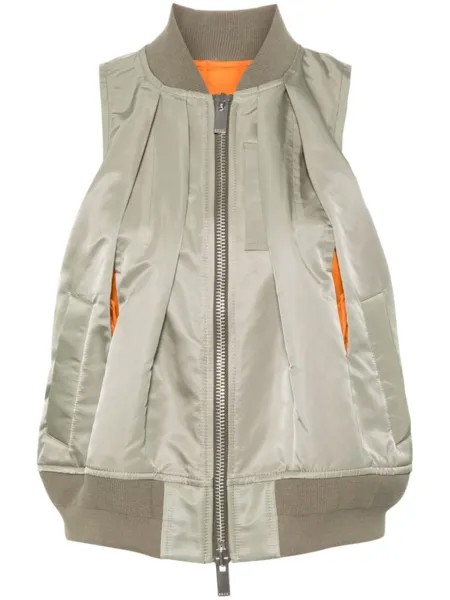 Sacai жилет со складками, зеленый