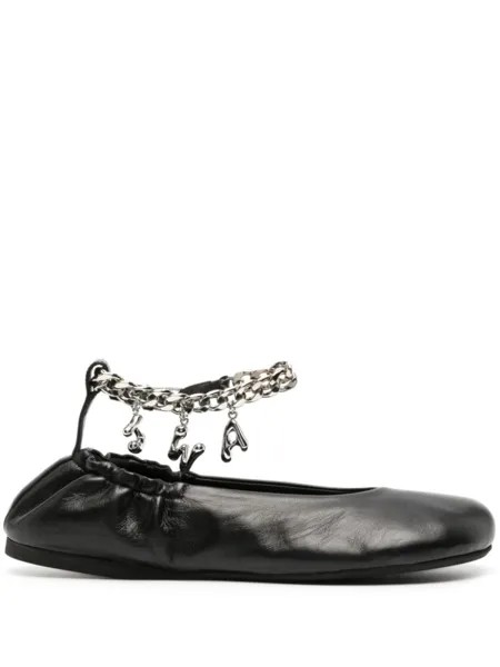 JW Anderson балетки с логотипом, черный