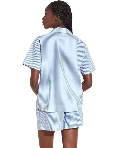 Пижамный комплект Eberjey Organic Sandwashed Cotton Printed - The Short PJ Set, цвет Nautico Stripe Azure