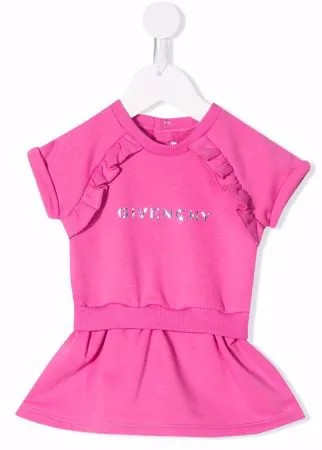 Givenchy Kids платье мини с оборками и логотипом