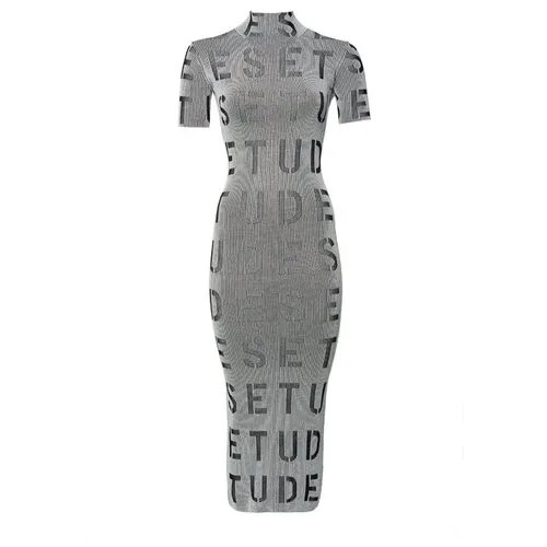Платье Etudes, хлопок, миди, размер 38, белый, черный