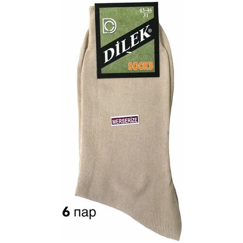 Мужские носки DILEK Socks, 6 пар, 6 уп., классические, на 23 февраля, антибактериальные свойства, износостойкие, размер 41-43, бежевый