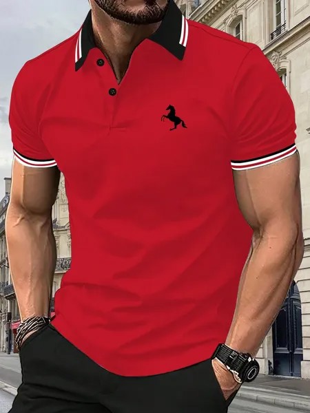 Рубашка-поло мужская Manfinity Homme в полоску, красный