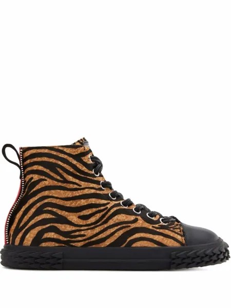 Giuseppe Zanotti высокие кеды Blabber с мехом, коричневый