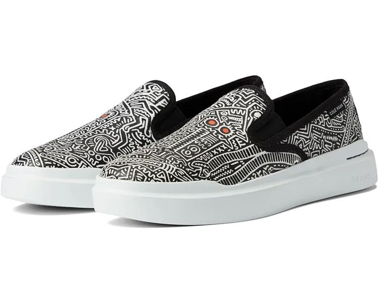Кроссовки Cole Haan CH X Keith Haring Grandpro Rally Slip-On, цвет Black/White/Flame