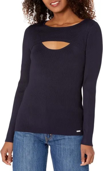 Свитер Long Sleeve with Cutout At Front Calvin Klein, цвет Twilight