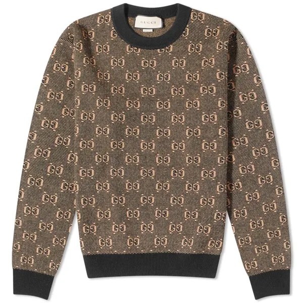 Джемпер Gucci Gg Logo Crew, коричневый