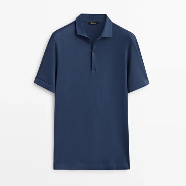 Футболка-поло Massimo Dutti Linen And Cotton Blend, темно-синий