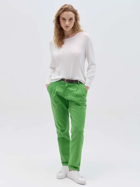 Брюки Carrot-Fit с поясом и вытачками Hybrid, цвет grass green