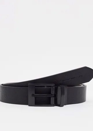 Двусторонний кожаный ремень с квадратной пряжкой French Connection-Черный цвет