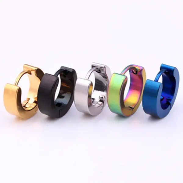 1Pc Мода Унисекс Малый обруч Титановая сталь Покрытие Huggie Серьга Ювелирные изделия Подарок