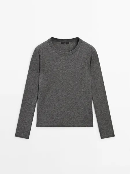 Джемпер фактурной вязки из фетра Massimo Dutti, серый