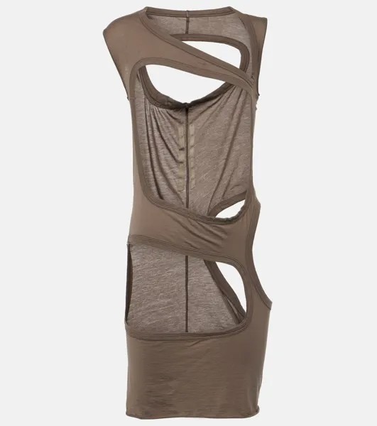 Топ из хлопкового джерси с вырезами DRKSHDW Rick Owens, белый