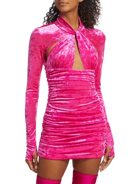 Бархатное мини-платье Arsenia Ronny Kobo, цвет Bubblegum