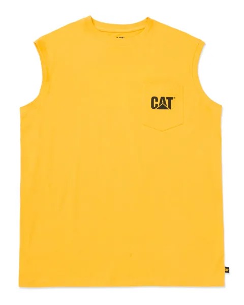 Мужская футболка без рукавов и карманов CAT, желтый