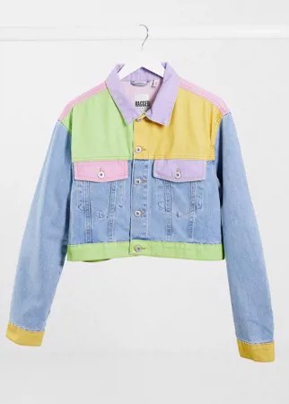 Укороченная джинсовая куртка в стиле пэчворк в пастельных тонах Ragged Priest-Многоцветный