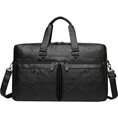 Сумка дорожная сумка Loui Vearner, экокожа, 38 л, 55х35х20 см, ручная кладь, плечевой ремень, водонепроницаемая, быстросохнущая, черный
