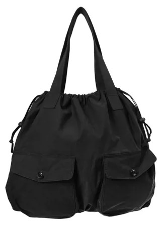Черная сумка на плечо с накладными карманами