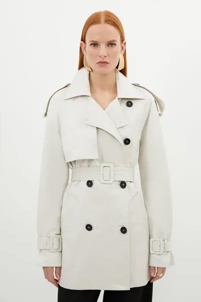 Короткий тренч с поясом Karen Millen, бежевый