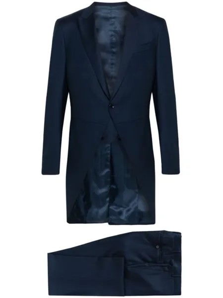 Canali шерстяной костюм с однобортным пиджаком, синий