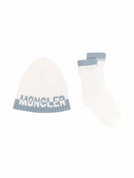 Moncler Enfant комплект из шапки и носков в рубчик