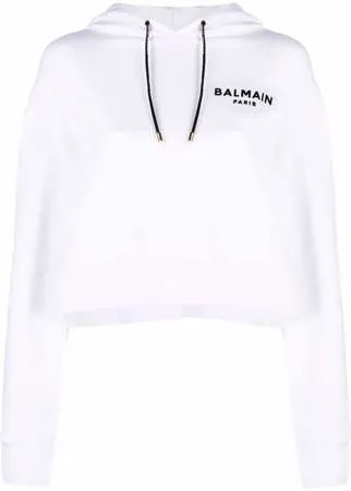 Balmain укороченное худи с логотипом
