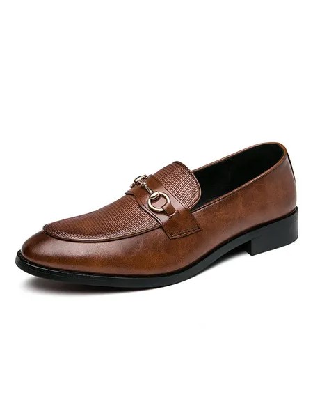 Milanoo Oxfords Shoes For Man Modern Round Toe Slip-On PU Leather Oxfords