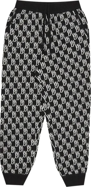 Брюки We11done Black Logo Knit Jacquard Trousers 'Black', черный