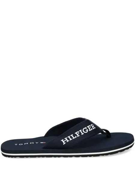 Tommy Hilfiger шлепанцы с логотипом на тесьме, синий