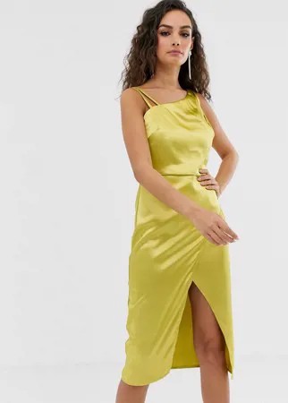 Атласное асимметричное платье Outrageous Fortune-Желтый