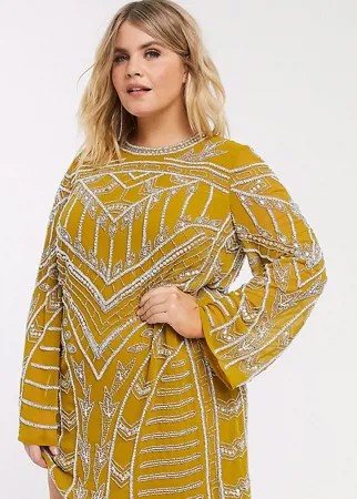 Эффектное платье мини ASOS DESIGN Curve-Желтый