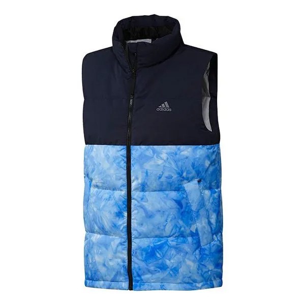 Пуховик Adidas Stand Collar Leisure Sports Windproof Warm Down Vest Men Hide Blue, Синий