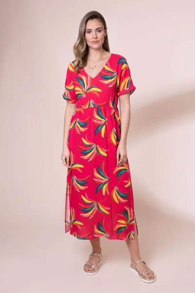 Розовое платье миди Bananas EcoVero с короткими рукавами Anorak, розовый