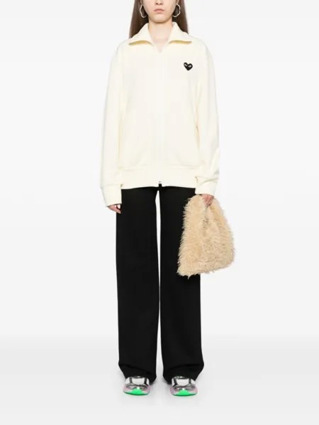 Comme Des Garçons Play трикотажная спортивная куртка с принтом в виде сердца, нейтральный цвет