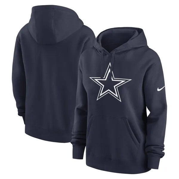 Женский флисовый пуловер с капюшоном Nike Navy Dallas Cowboys Team Logo Club Nike