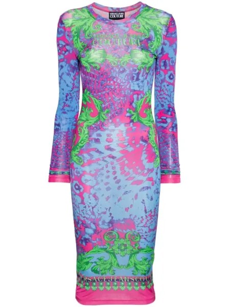 Versace Jeans Couture платье миди Animalier Couture, синий