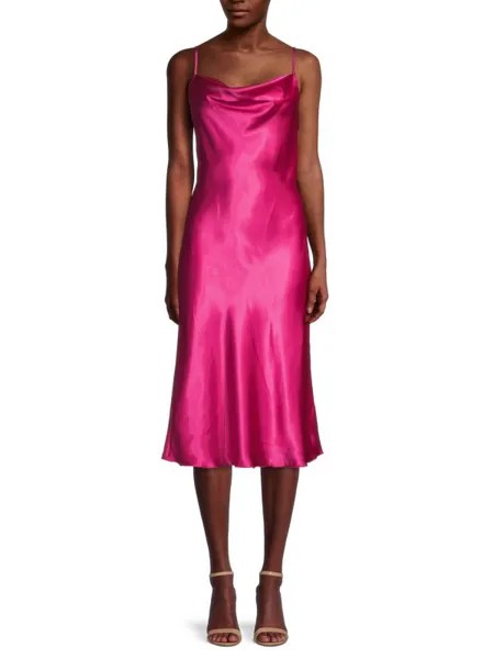 Однотонное атласное платье-комбинация по косой Bebe Fuchsia