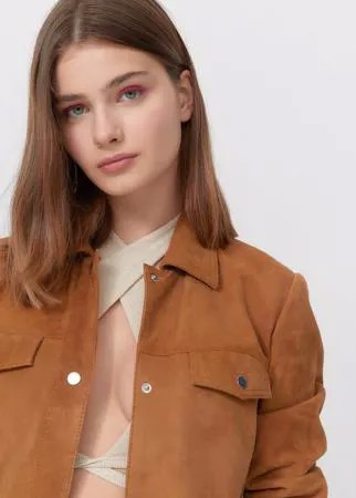 Stradivarius Кожаная Куртка Рубашечного Кроя С Поясом Цвет Светлой Верблюжьей Шерсти S