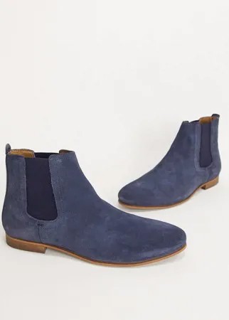 Темно-синие замшевые ботинки челси Dune-Темно-синий