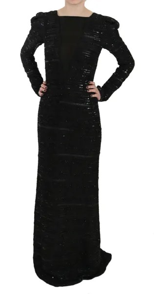Платье JOHN RICHMOND, черное шелковое, полная длина, расшитое пайетками IT40/US6/S Рекомендуемая розничная цена 6000 долларов США