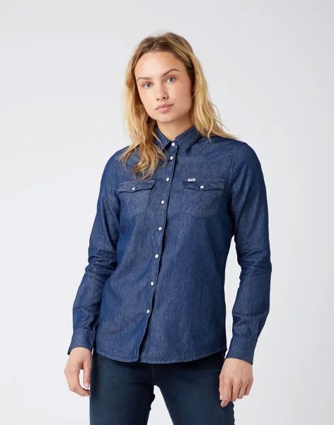 Джинсовая рубашка женская Wrangler W5Z0C3X1E синяя L