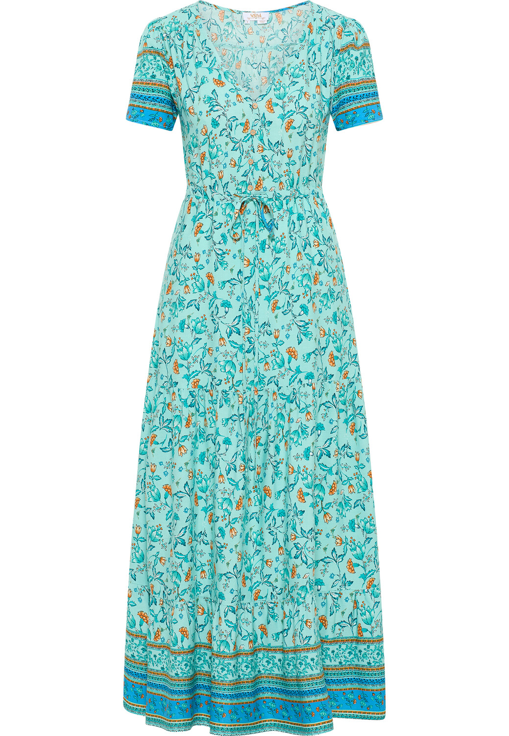 Платье usha FESTIVAL Maxi Mit Blumenprint, цвет Türkis Mehrfarbig
